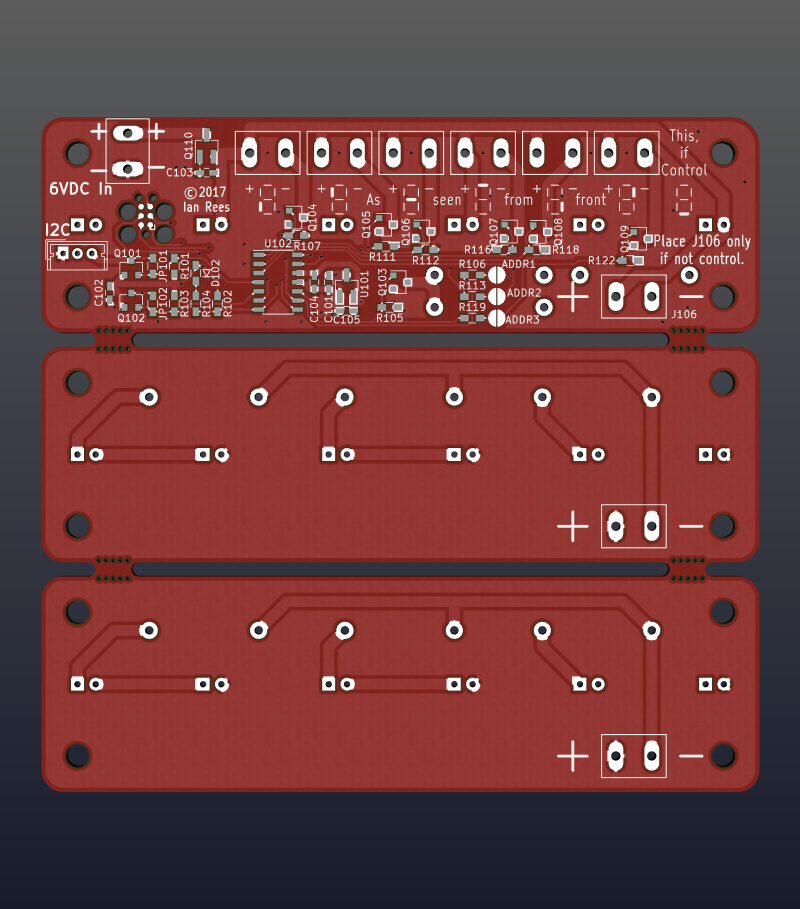 Top side of PCB rendered