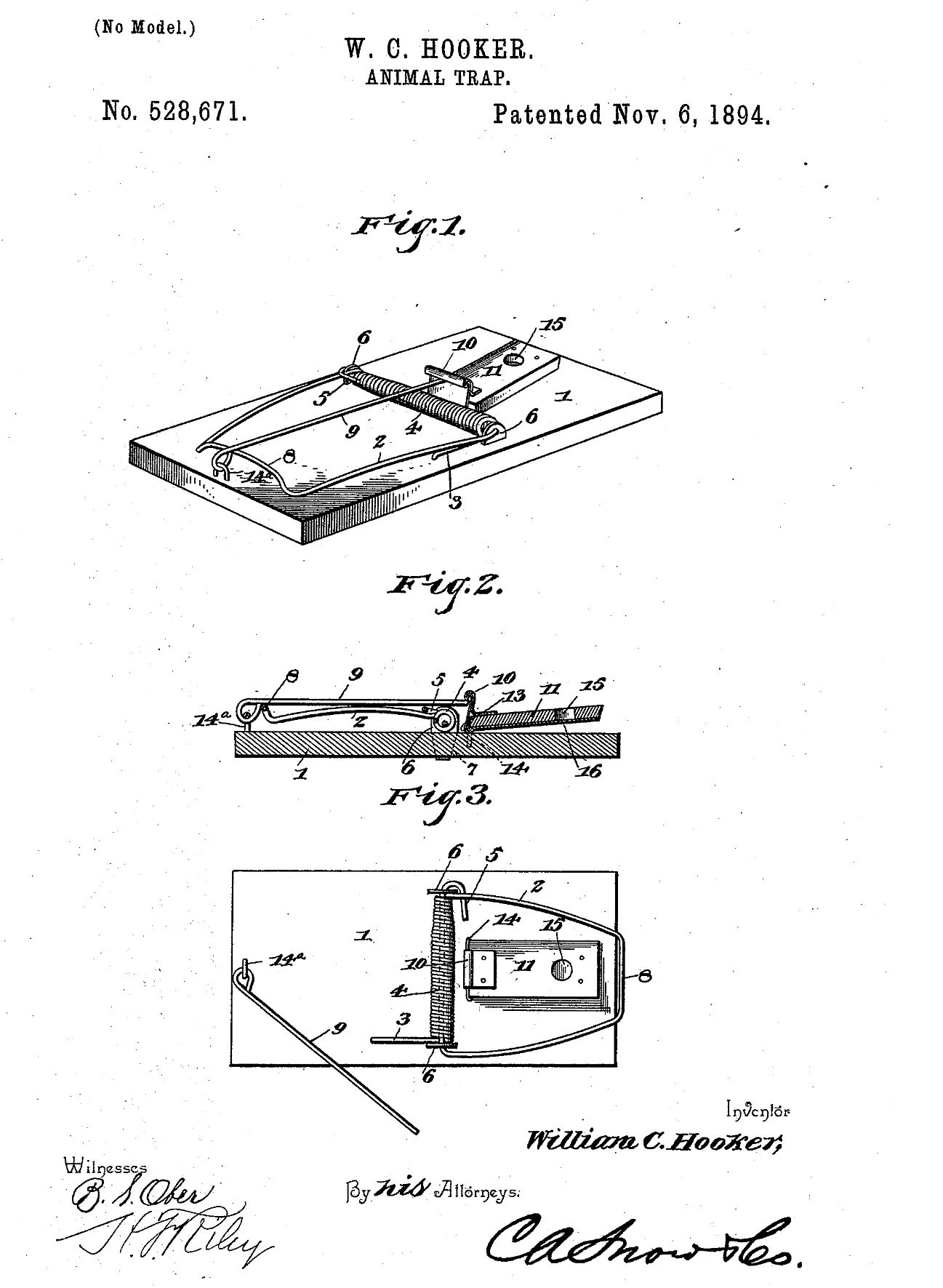 Mouse trap patent, 1894